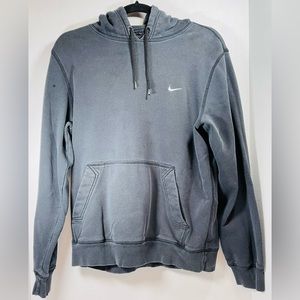 Womens Y2K NIKE Black Faded Hoodie Hooded Sweatshirt MD Medium